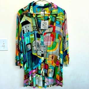 NWT Simply Dolcezza artist button down shirt